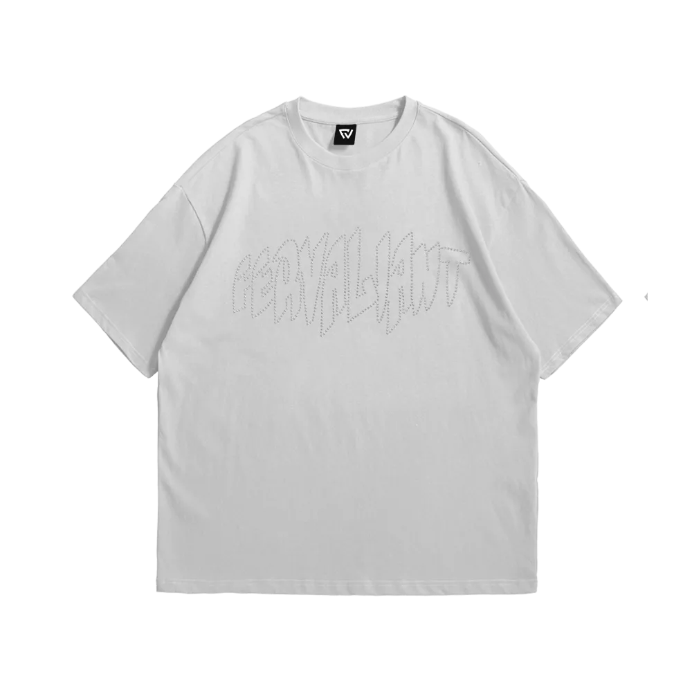 Pyramid Rhinestone Oversize Tee Beyaz Pyramid Rhinestone Oversize Tee Beyaz