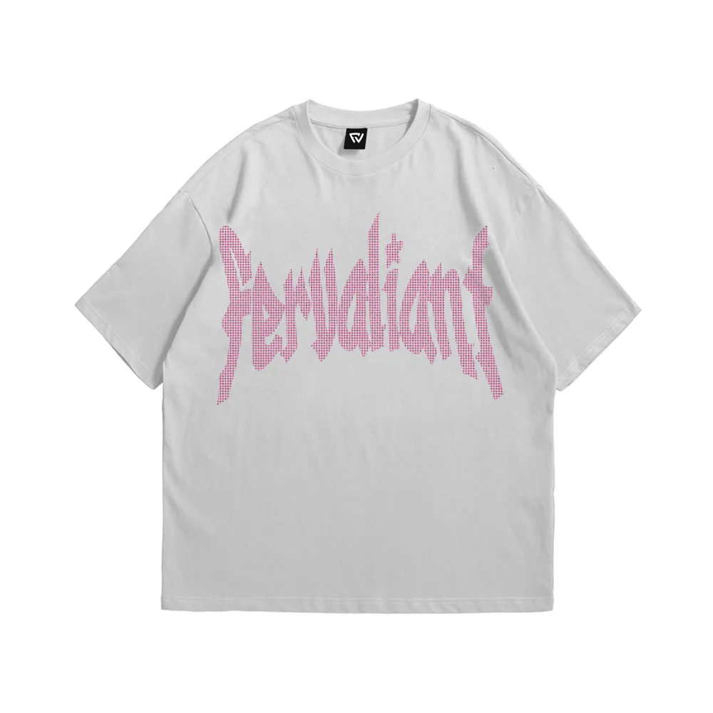 Star Rhinestone Pink Oversize Tee Beyaz Star Rhinestone Pink Oversize Tee Beyaz