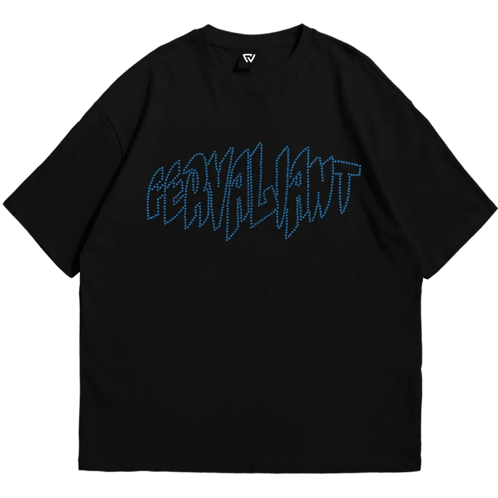 Pyramid Rhinestone Blue Oversize Tee 