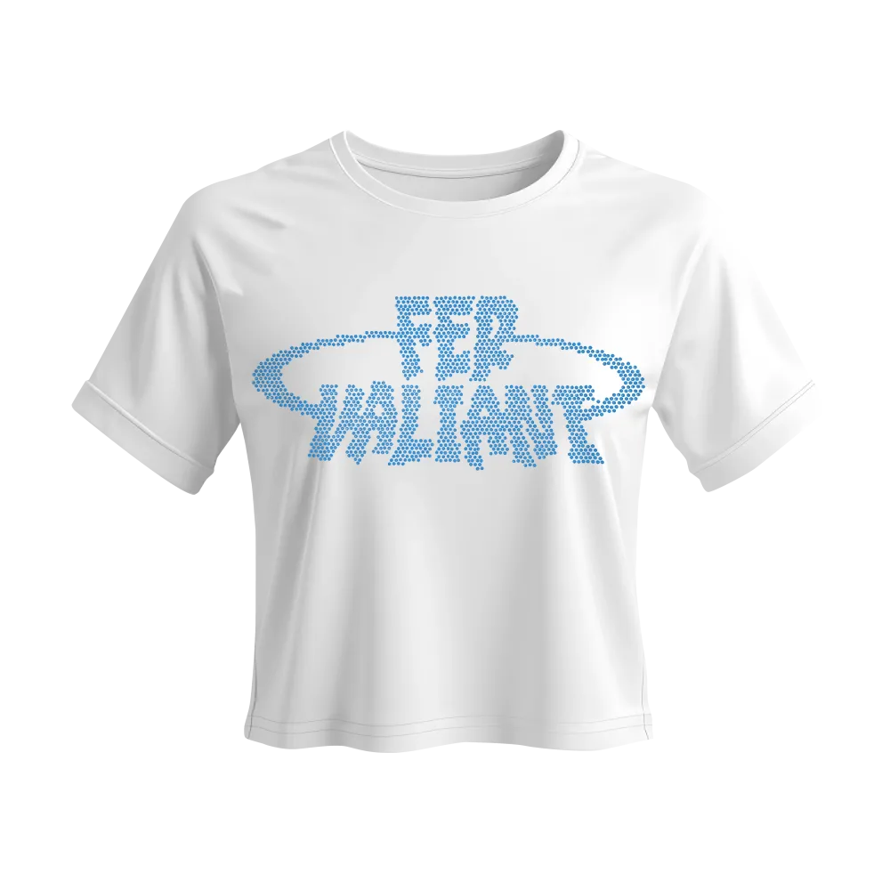 Elipse Rhinestone Blue Crop Beyaz