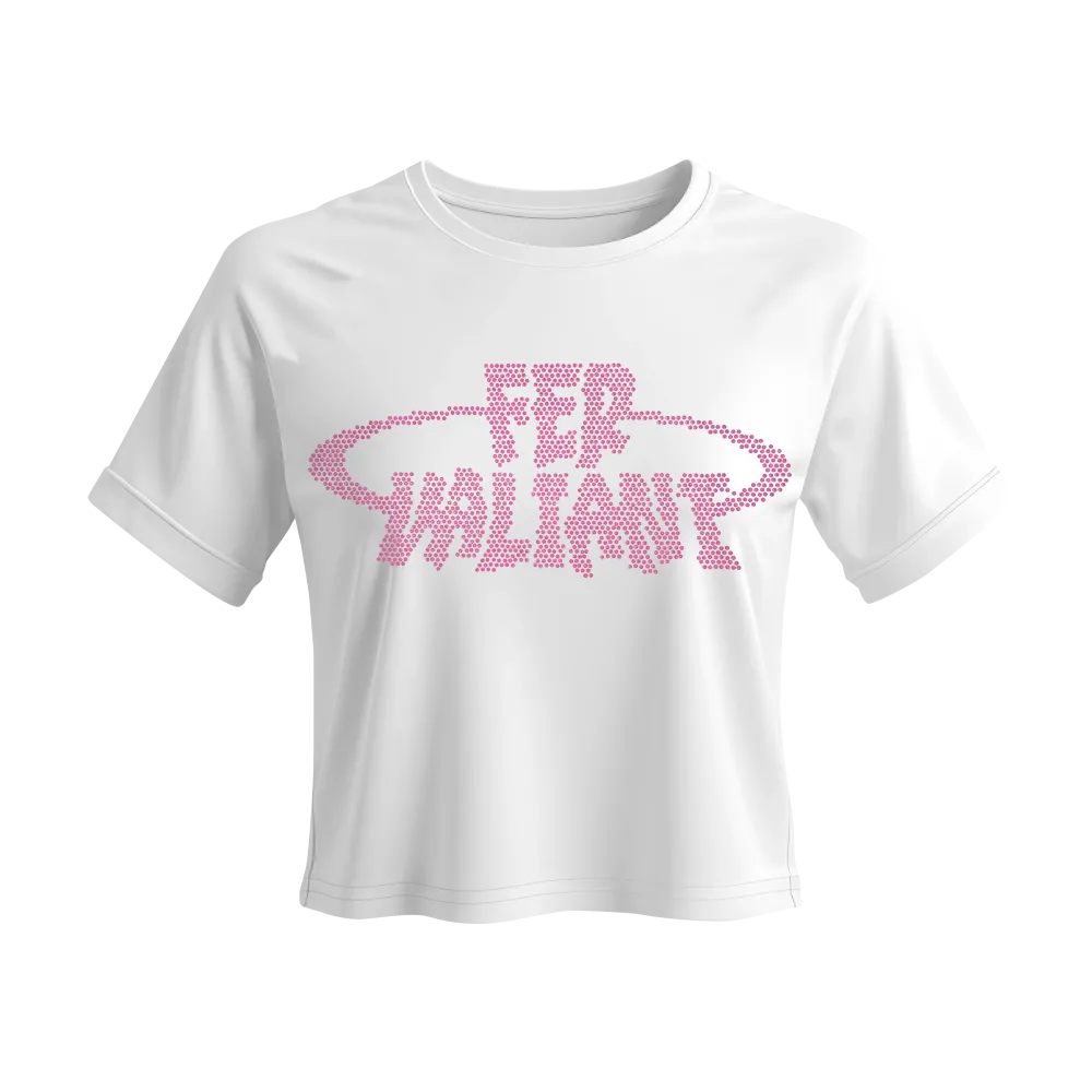 Elipse Rhinestone Pink Crop Beyaz