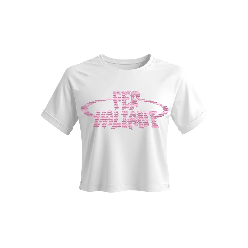Elipse Rhinestone Pink Crop Beyaz Elipse Rhinestone Pink Crop Beyaz