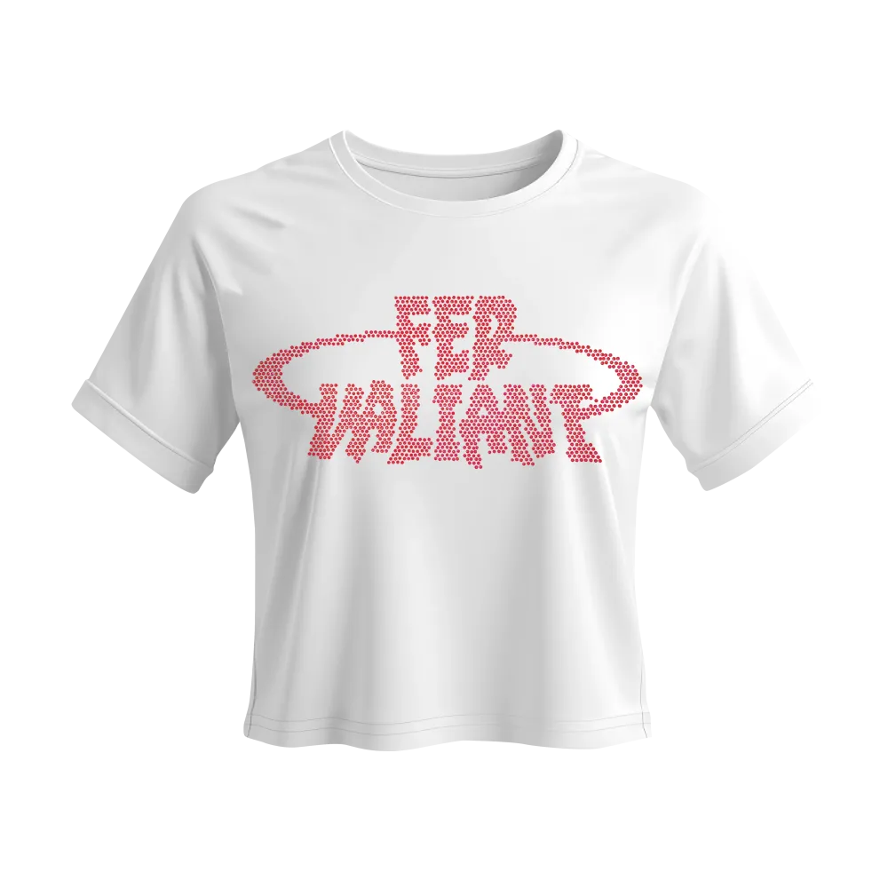 Elipse Rhinestone Red Crop Beyaz