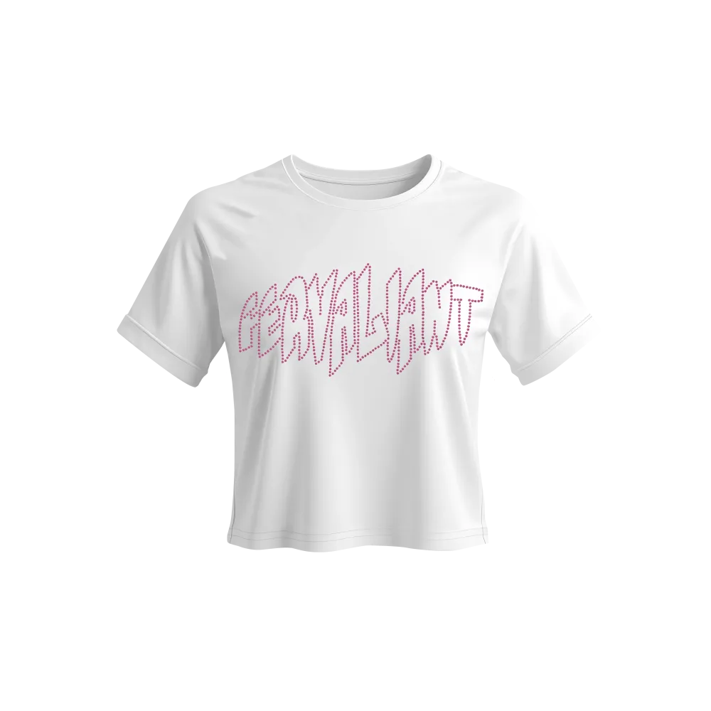 Pyramid Rhinestone Pink Crop Beyaz Pyramid Rhinestone Pink Crop Beyaz