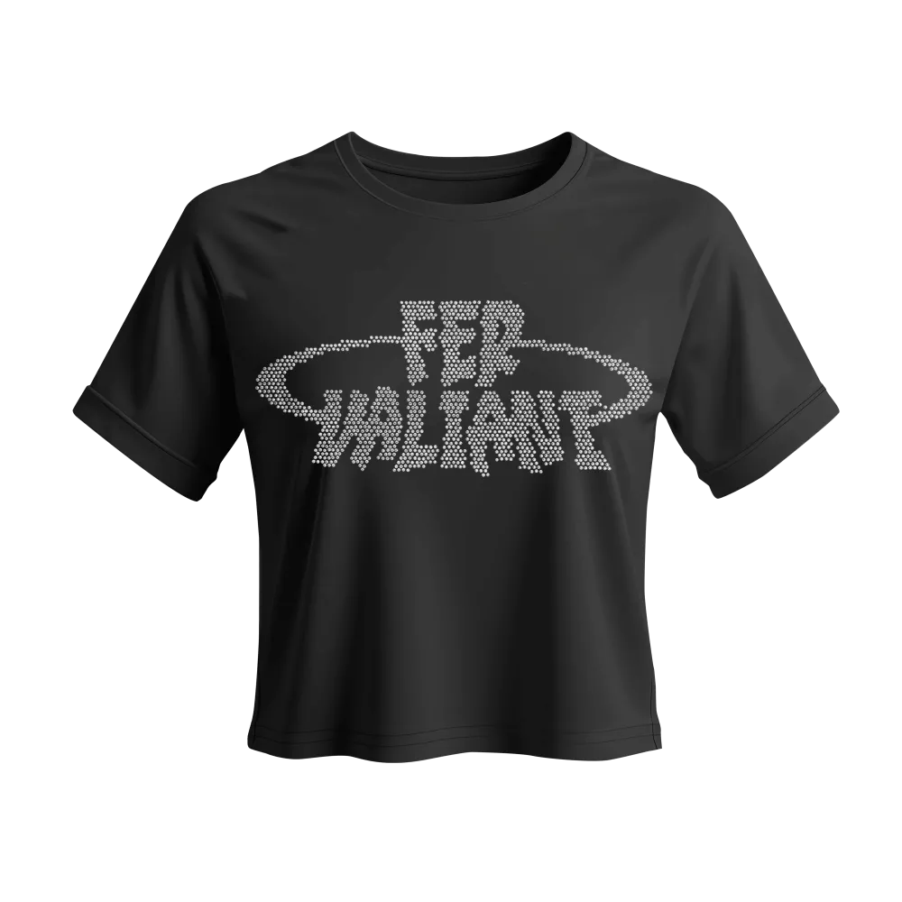 Elipse Rhinestone Crop Siyah