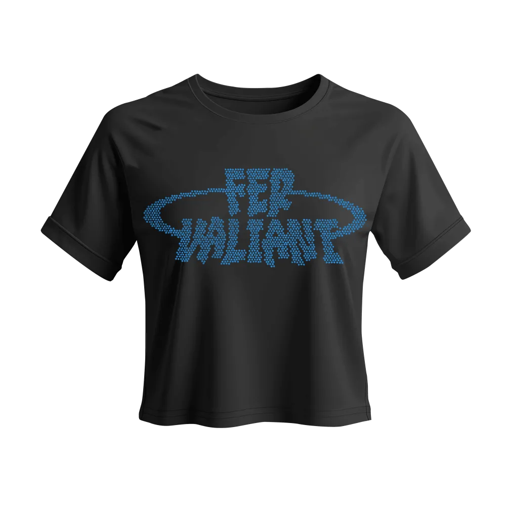 Elipse Rhinestone Blue Crop Siyah