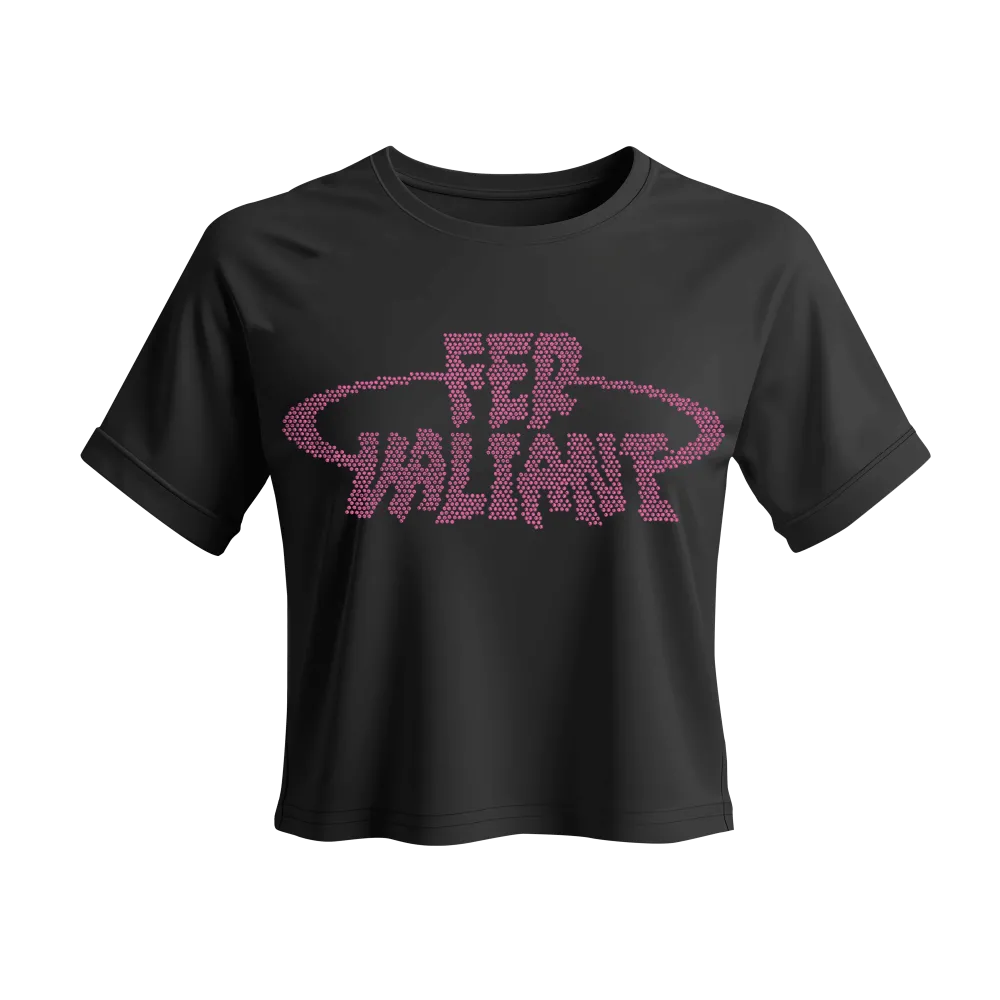 Elipse Rhinestone Pink Crop Siyah