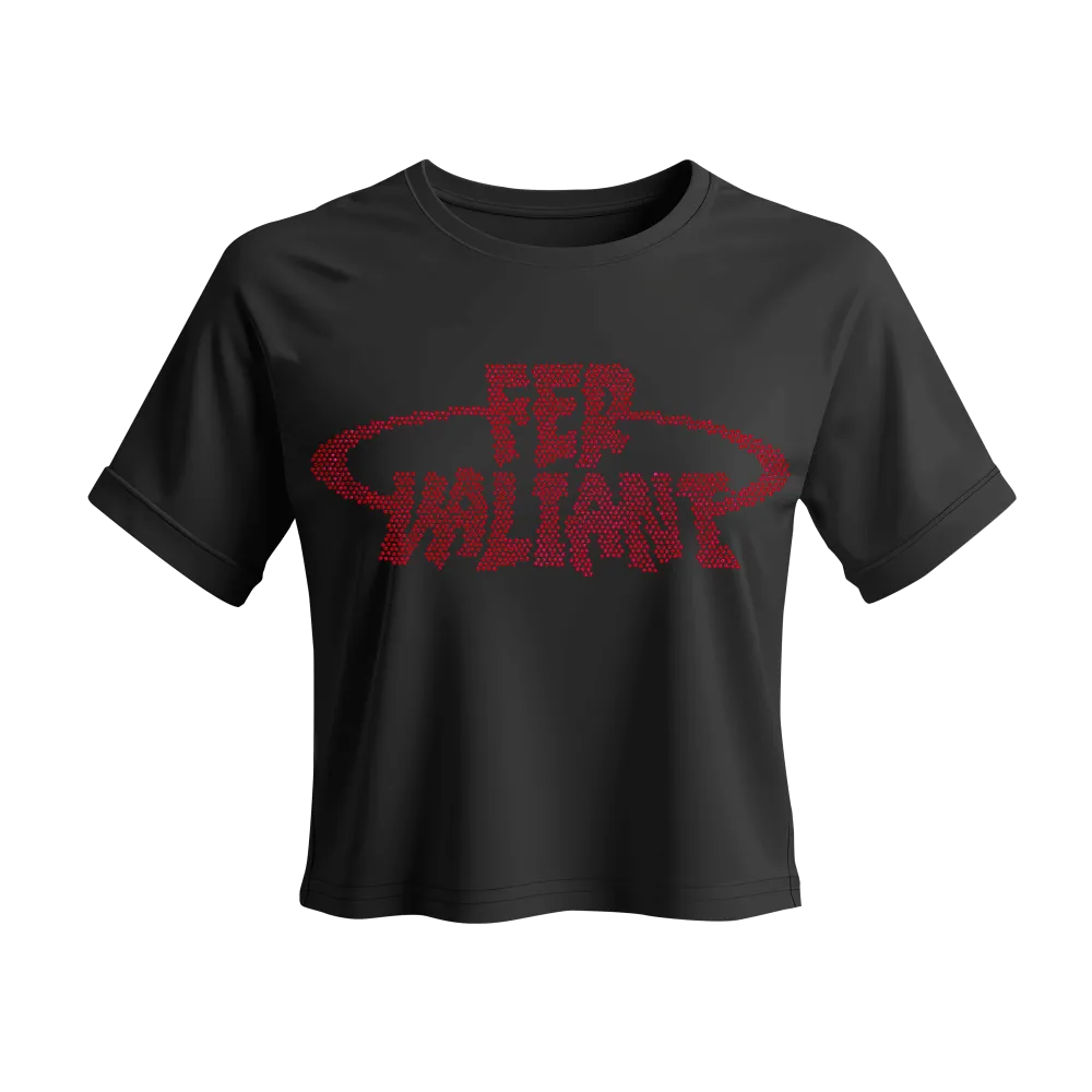 Elipse Rhinestone Red Crop Siyah