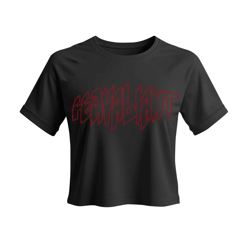 Pyramid Rhinestone Red Crop Siyah