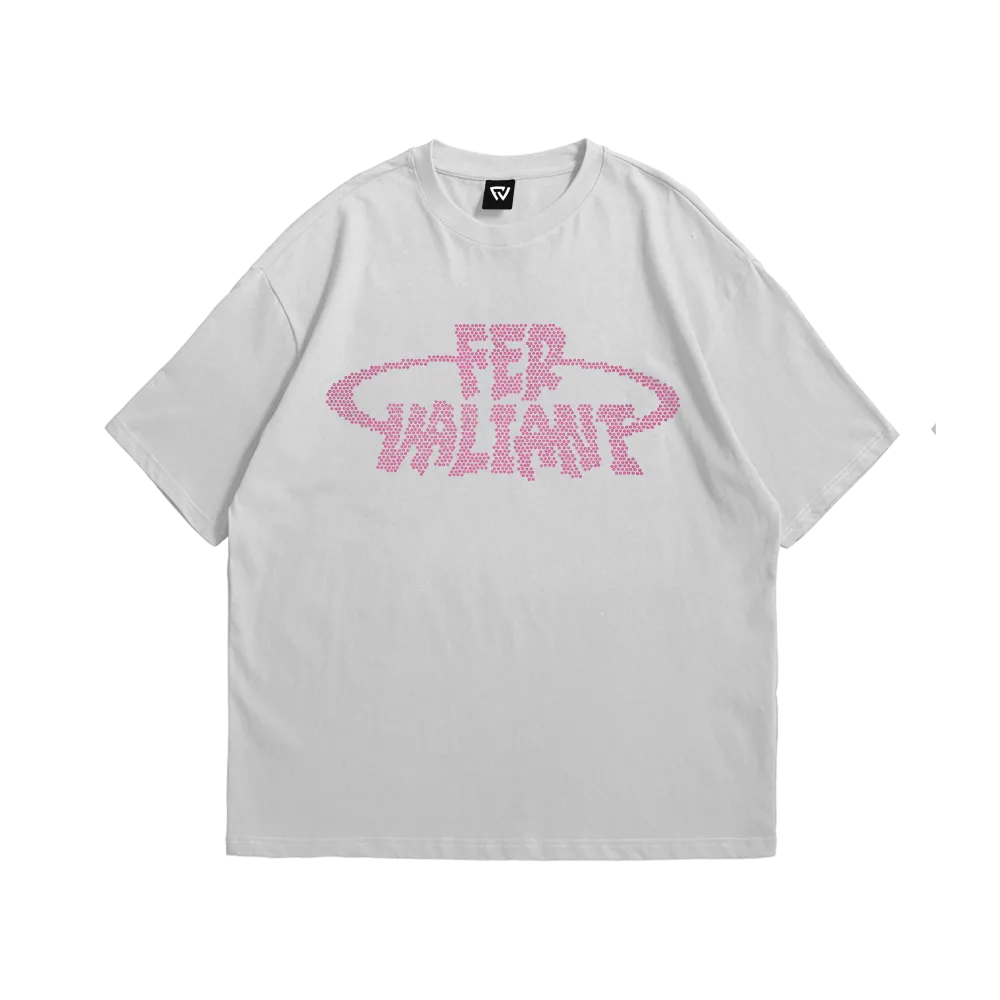 Elipse Rhinestone Pink Oversize Tee Beyaz Elipse Rhinestone Pink Oversize Tee Beyaz