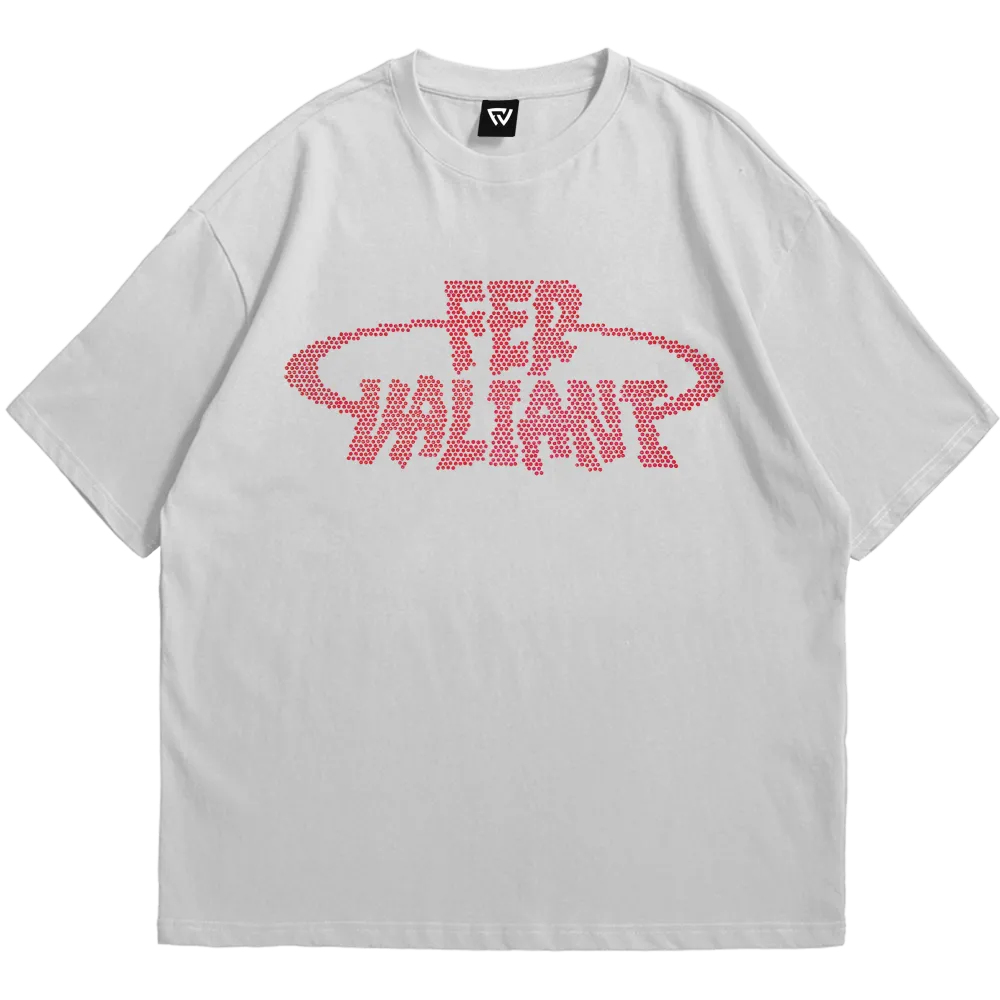 Elipse Rhinestone Red Oversize Tee Beyaz