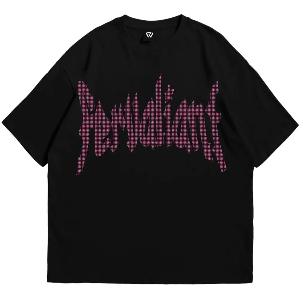 Star Rhinestone Pink Oversize Tee 