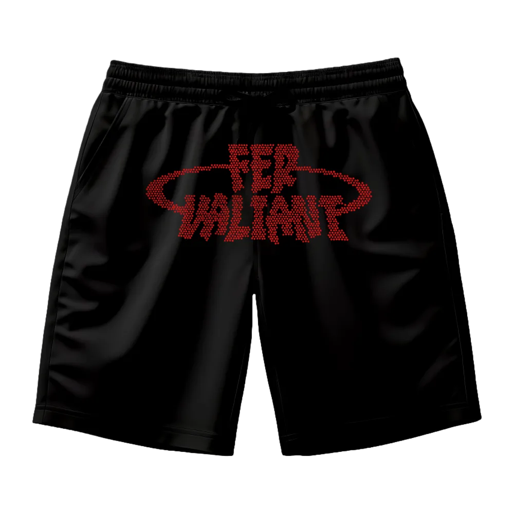 Elipse Rhinestone Red Unisex Şort Siyah