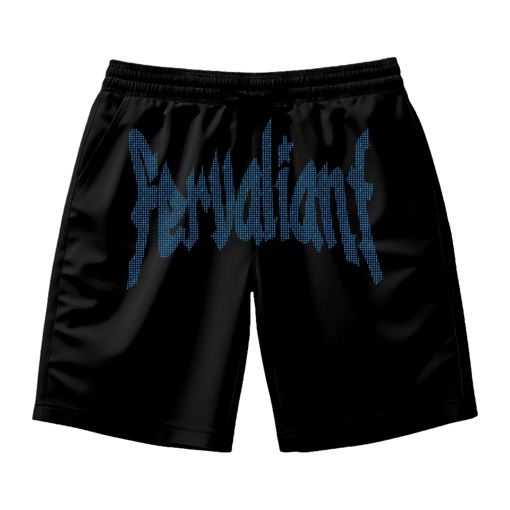 Star Rhinestone Blue Unisex Şort Siyah Star Rhinestone Blue Unisex Şort Siyah