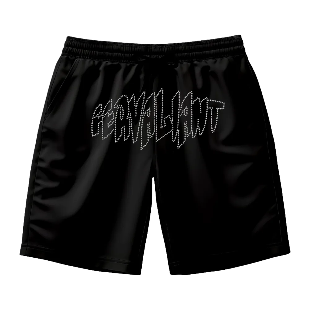 Pyramid Rhinestone Unisex Şort Siyah Pyramid Rhinestone Unisex Şort Siyah