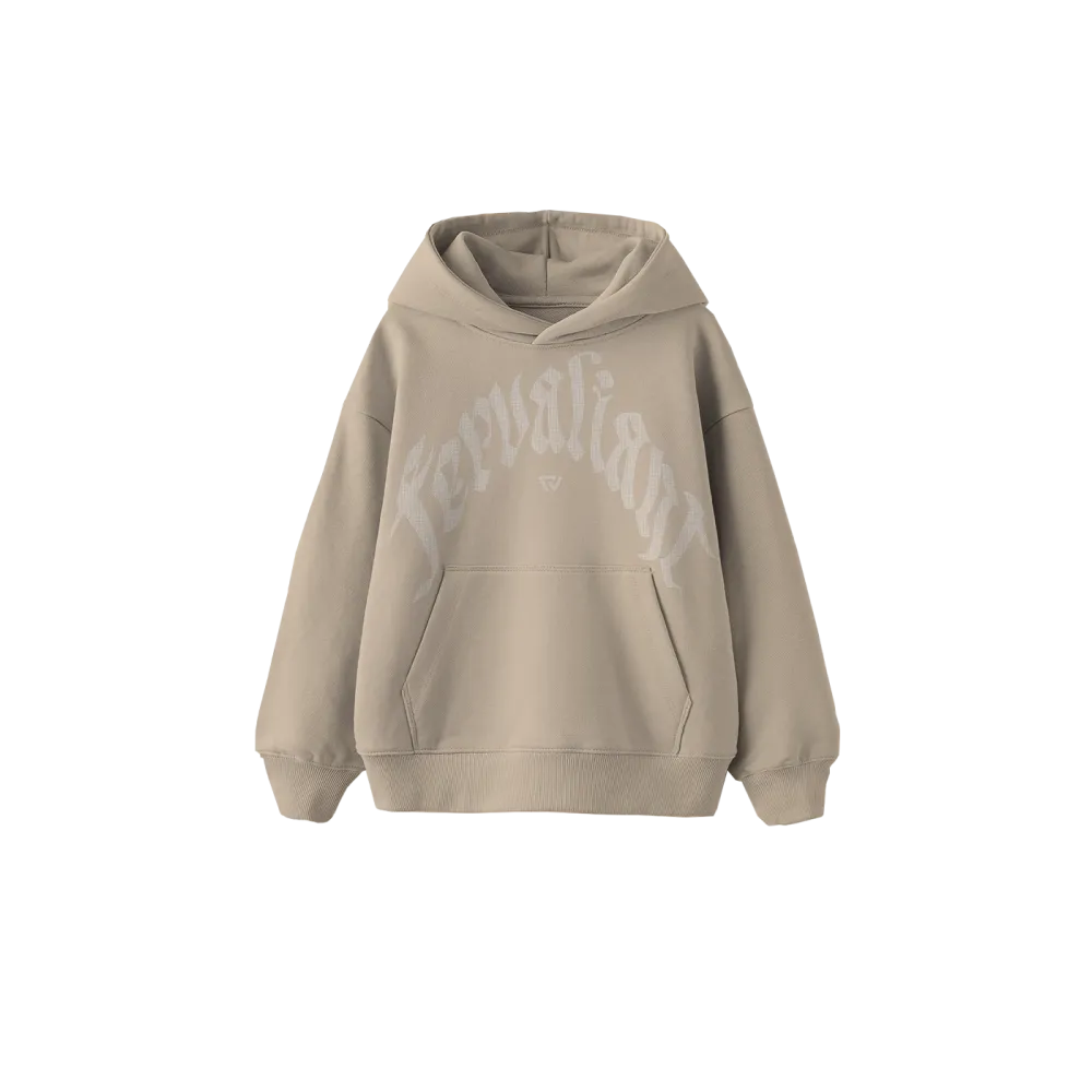 Curved Rhinestone Oversize Hoodie Bej Curved Rhinestone Oversize Hoodie Bej