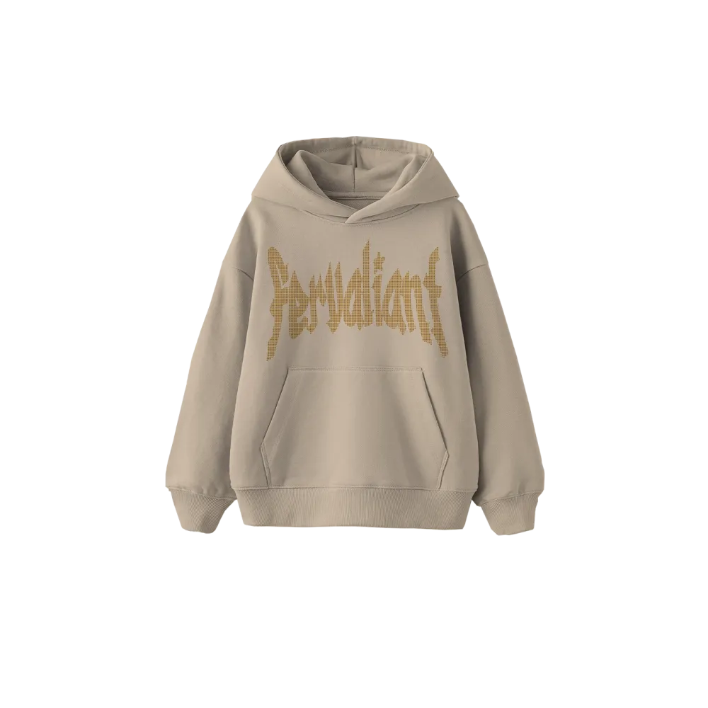 Champagne Star Rhinestone Oversize Hoodie Bej Champagne Star Rhinestone Oversize Hoodie Bej
