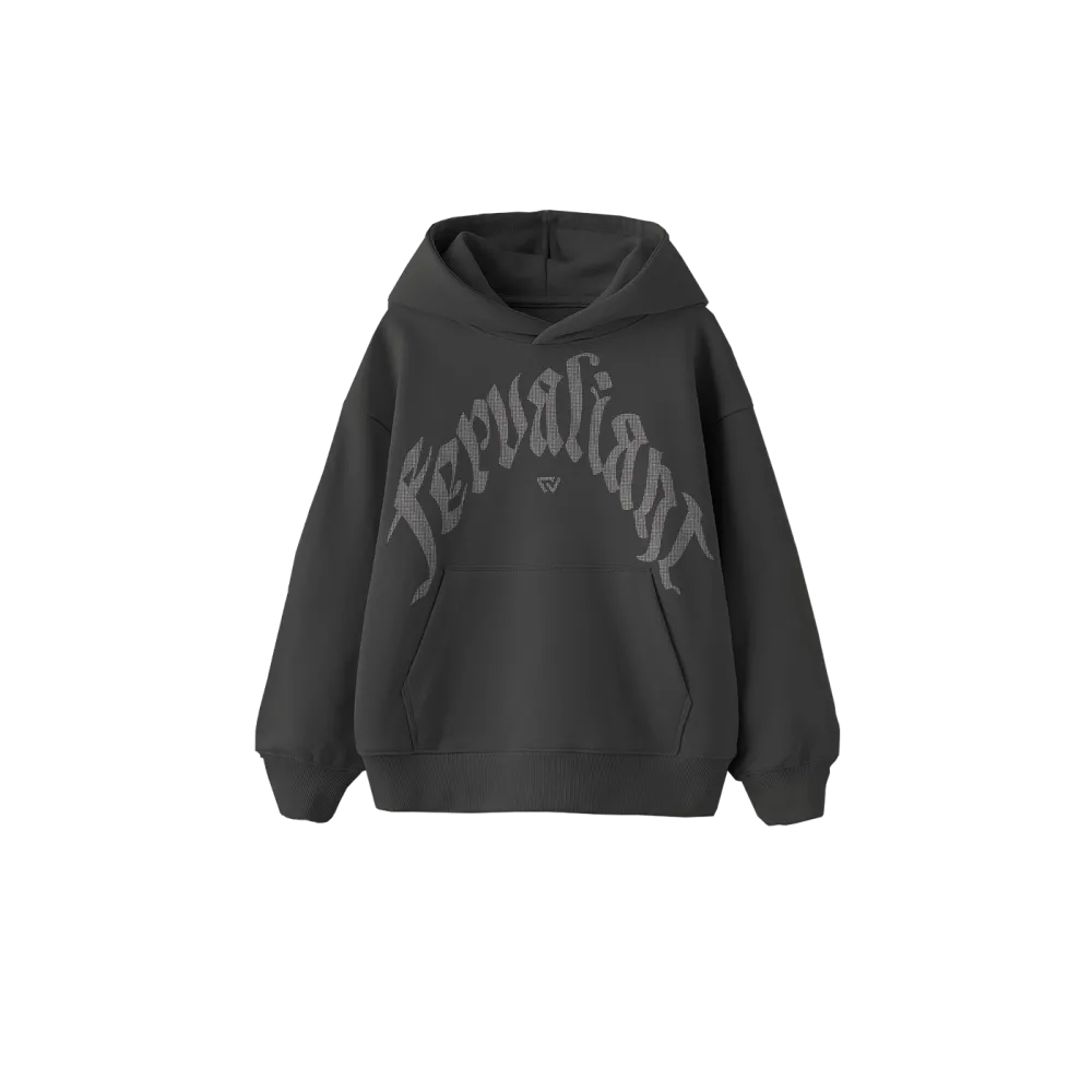 Curved Rhinestone Oversize Hoodie Füme Curved Rhinestone Oversize Hoodie Füme