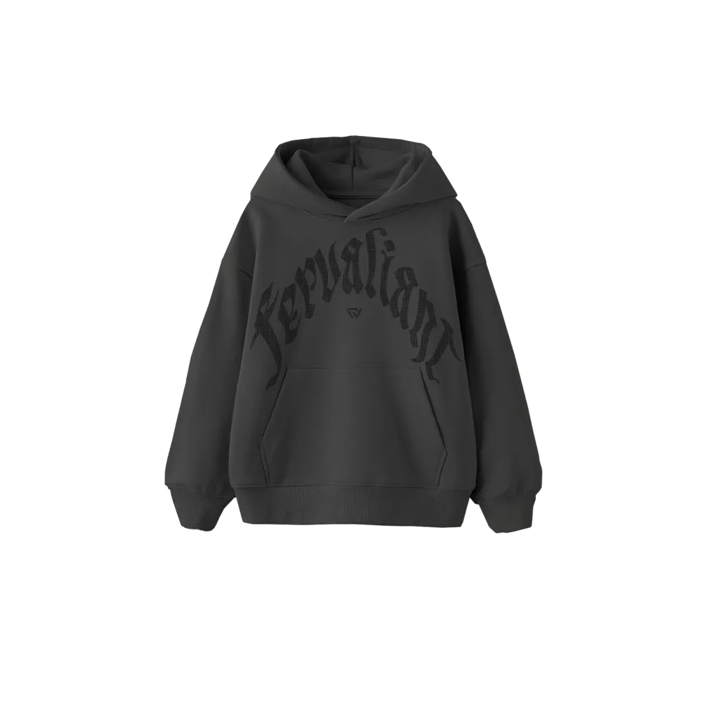 Black Curved Rhinestone Oversize Hoodie Füme Black Curved Rhinestone Oversize Hoodie Füme