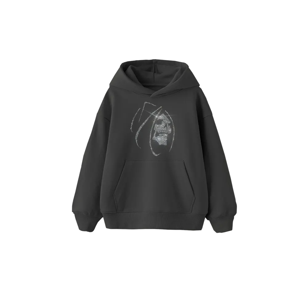Reaper Rhinestone Oversize Hoodie Füme Reaper Rhinestone Oversize Hoodie Füme