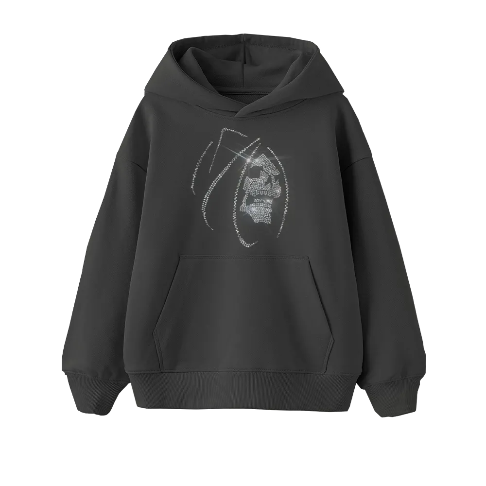 Reaper Rhinestone Oversize Hoodie Füme Reaper Rhinestone Oversize Hoodie Füme