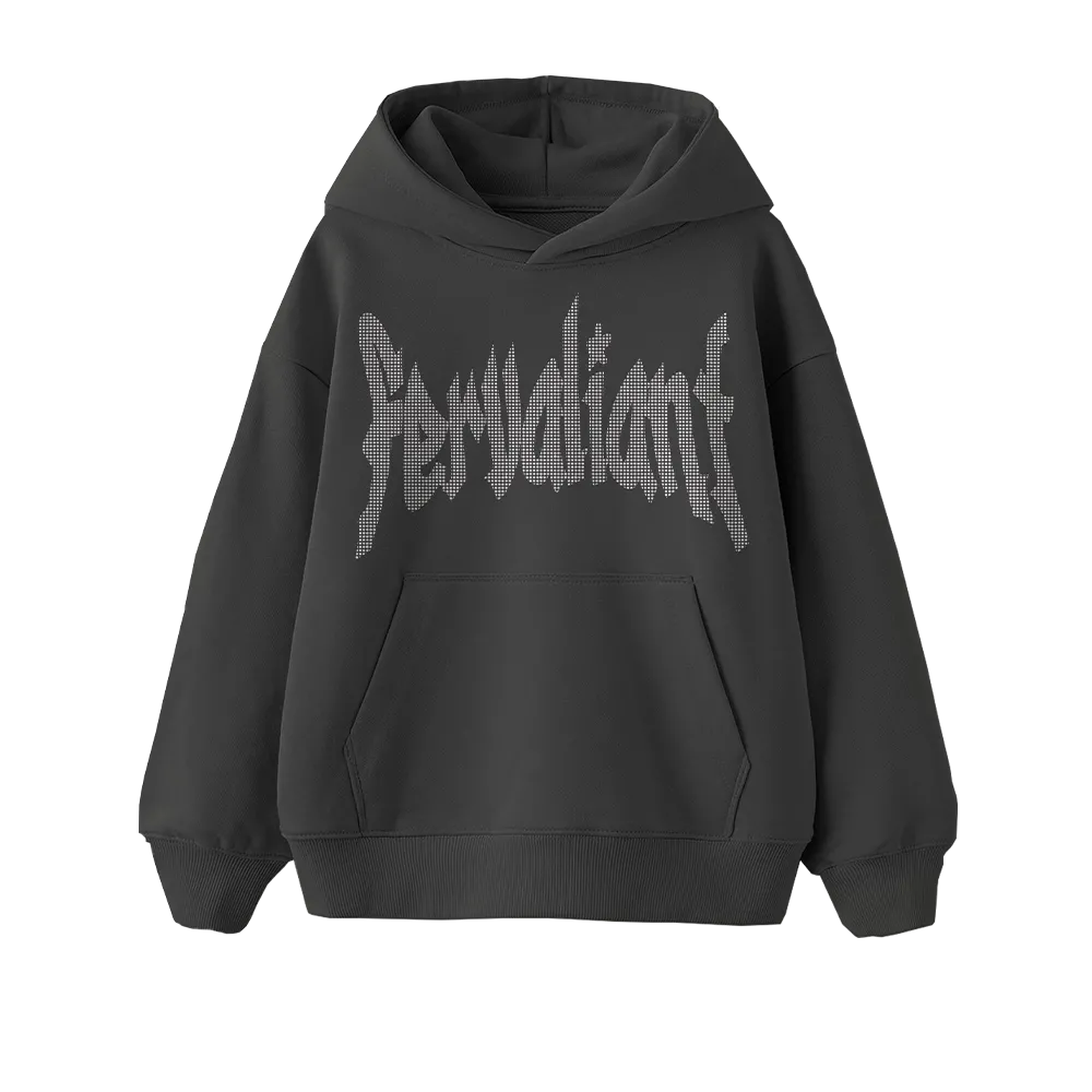 Star Rhinestone Oversize Hoodie Füme