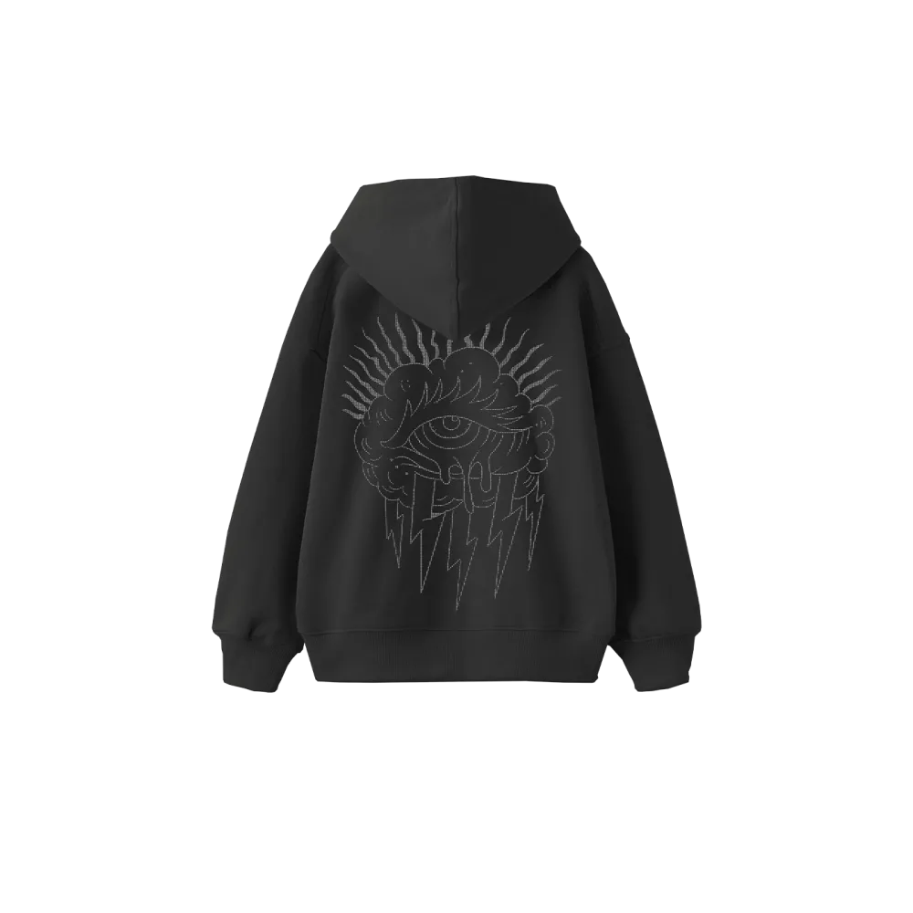 Eye Cloud Rhinestone Oversize Hoodie Füme Eye Cloud Rhinestone Oversize Hoodie Füme
