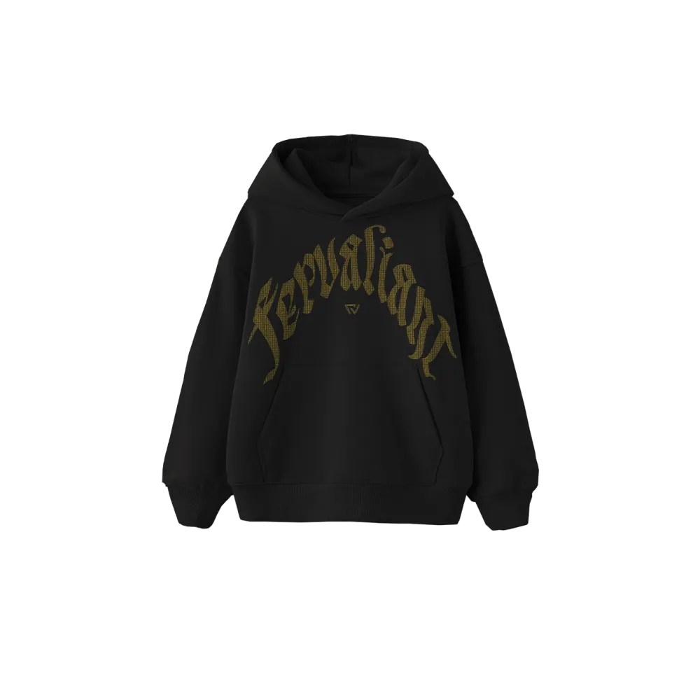 Champagne Curved Rhinestone Hoodie Siyah