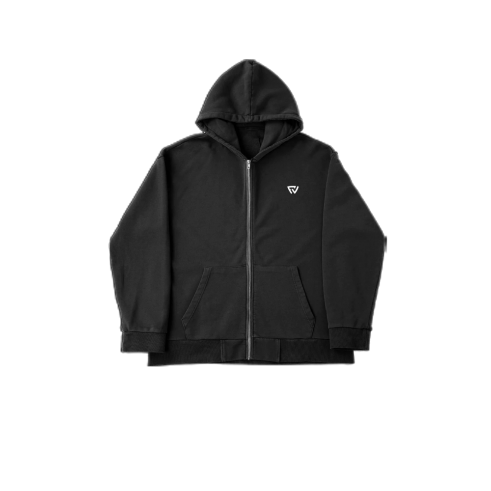 Basic Oversize Zip Up Hoodie Siyah