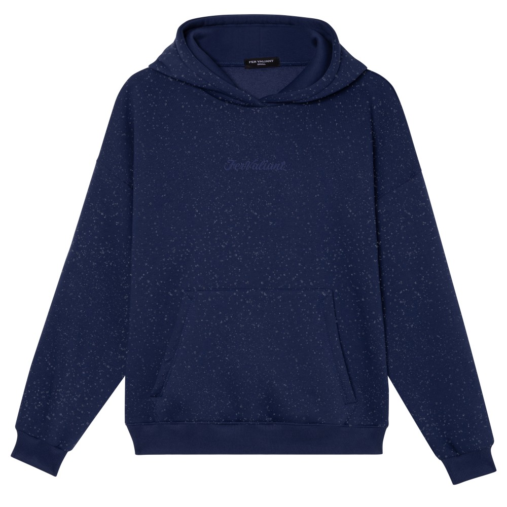 Simli Kapüşonlu Sweatshirt İndigo