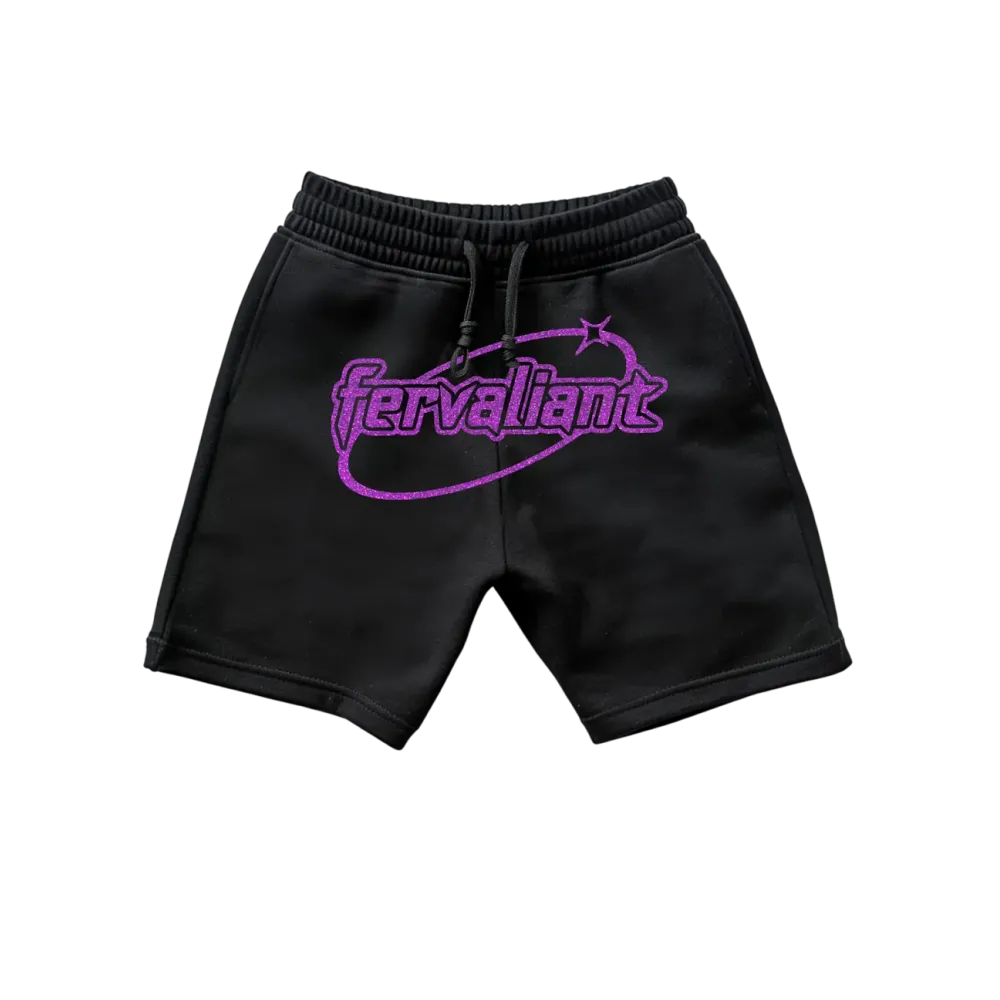 Ellipse Black Purple Glitter Oversize Unisex Short Ellipse Black Purple Glitter Oversize Unisex Short