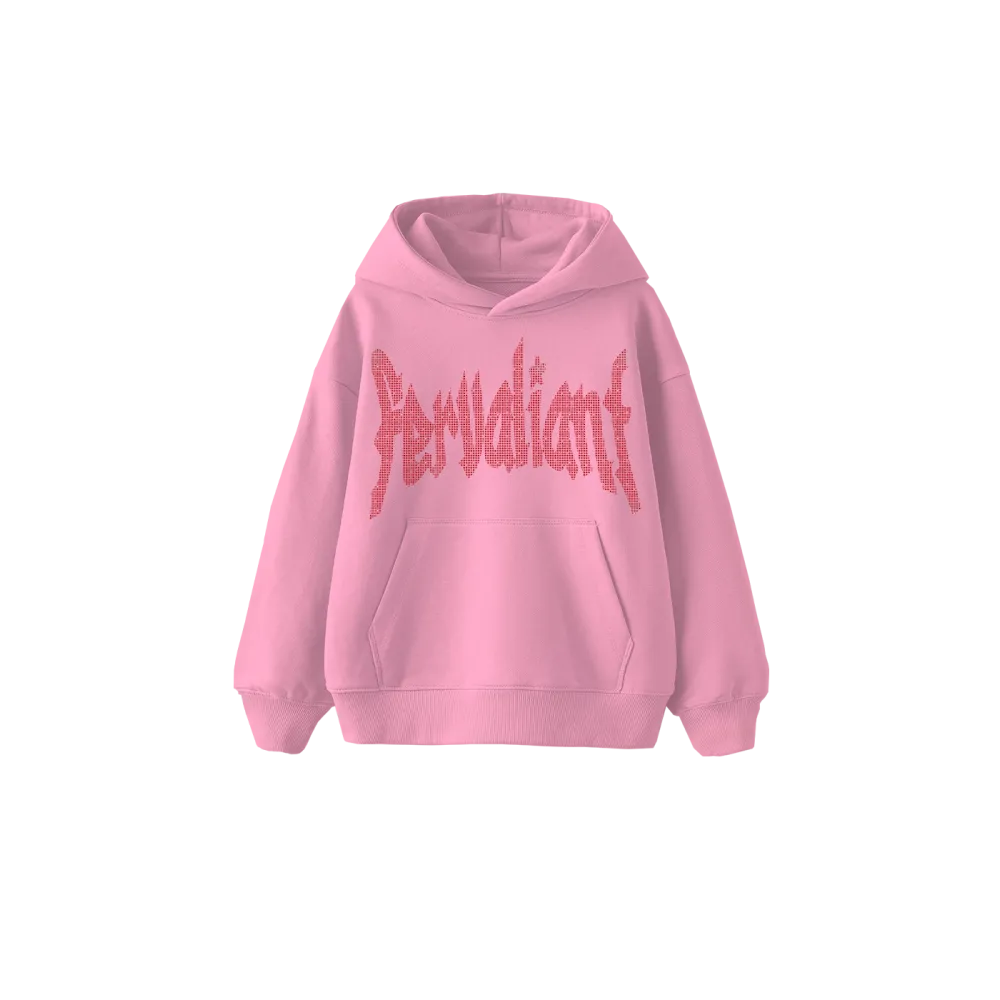 Red Star Rhinestone Hoodie Pembe Red Star Rhinestone Hoodie Pembe