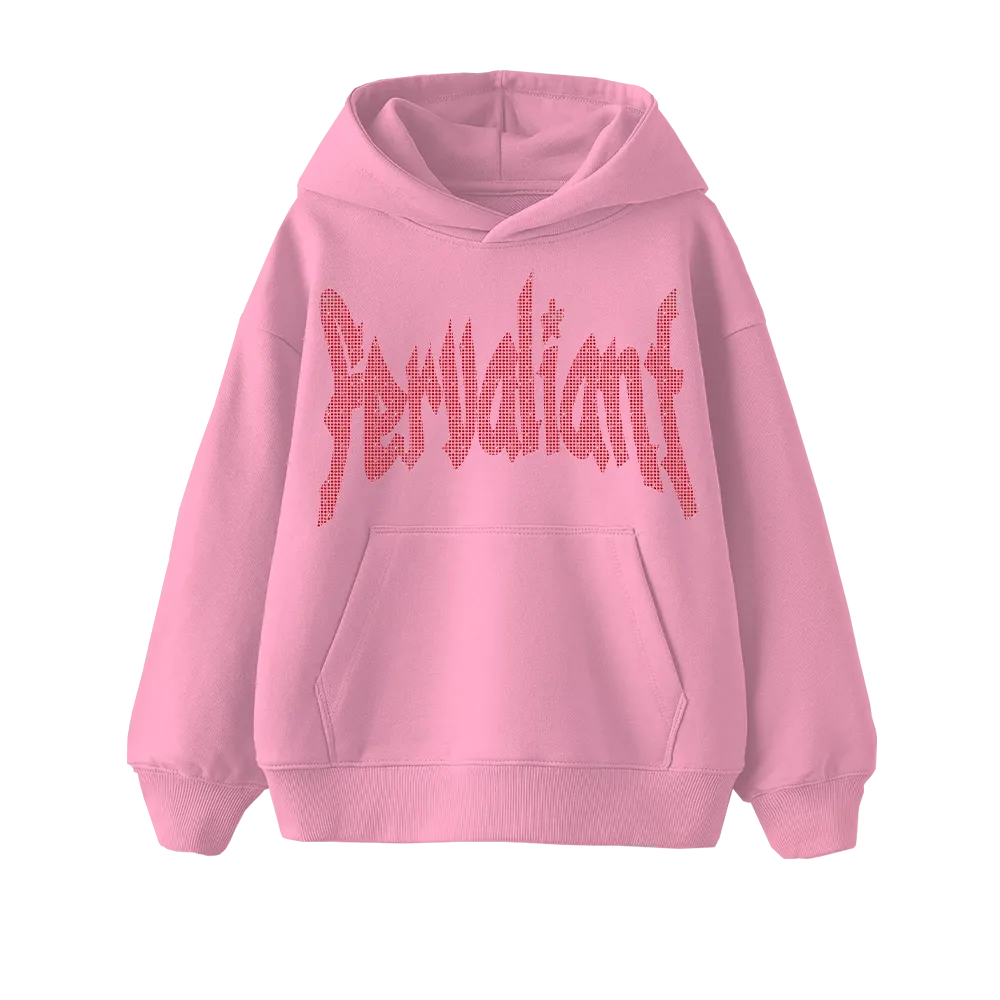 Red Star Rhinestone Oversize Hoodie Pembe Red Star Rhinestone Oversize Hoodie Pembe