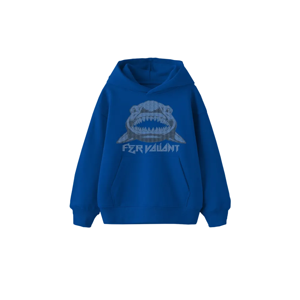 Shark Rhinestone Oversize Hoodie Mavi Shark Rhinestone Oversize Hoodie Mavi