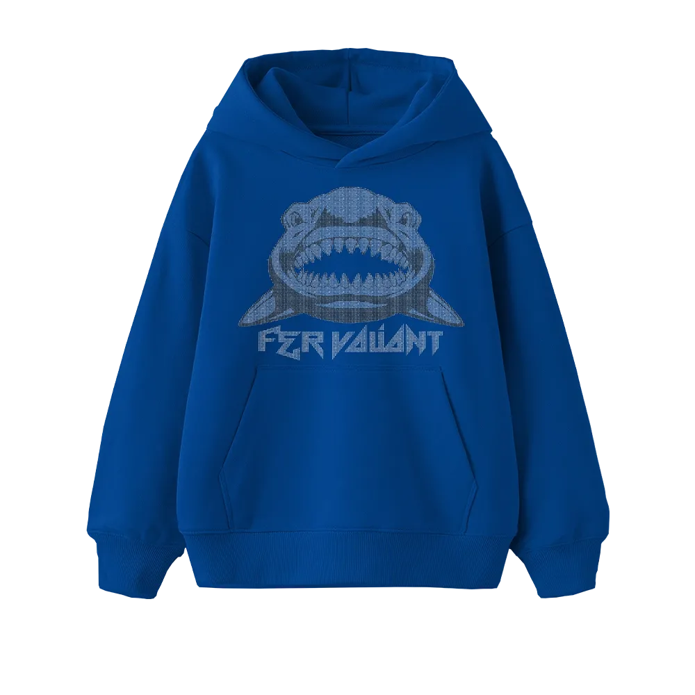 Shark Rhinestone Oversize Hoodie Mavi