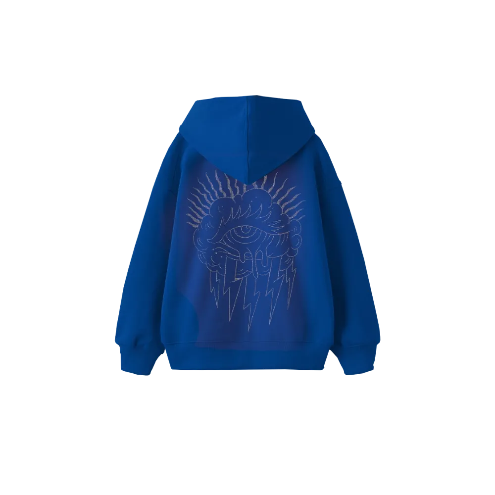 Eye Cloud Rhinestone Oversize Hoodie Mavi Eye Cloud Rhinestone Oversize Hoodie Mavi