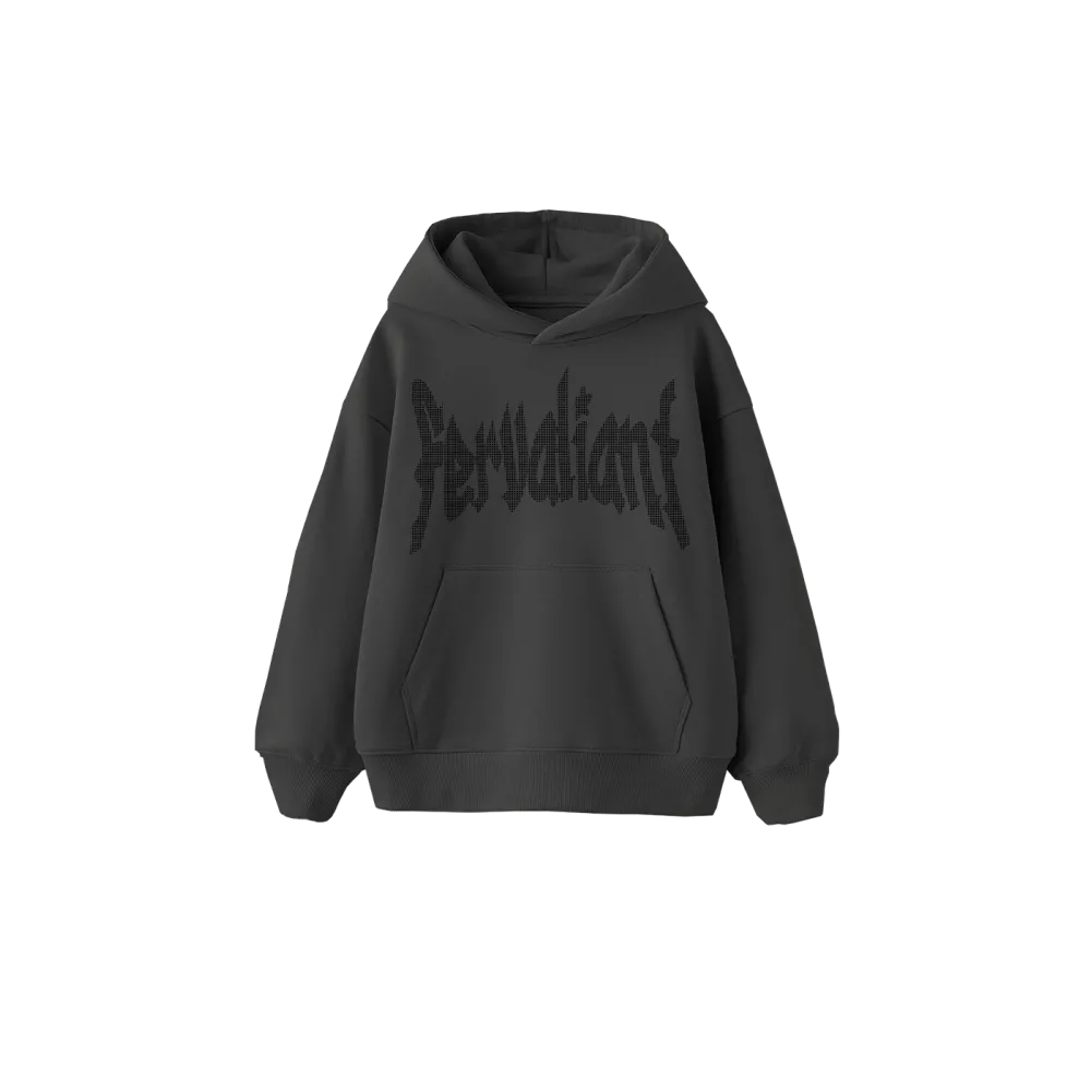 Black Star Rhinestone Oversize Hoodie Füme Black Star Rhinestone Oversize Hoodie Füme