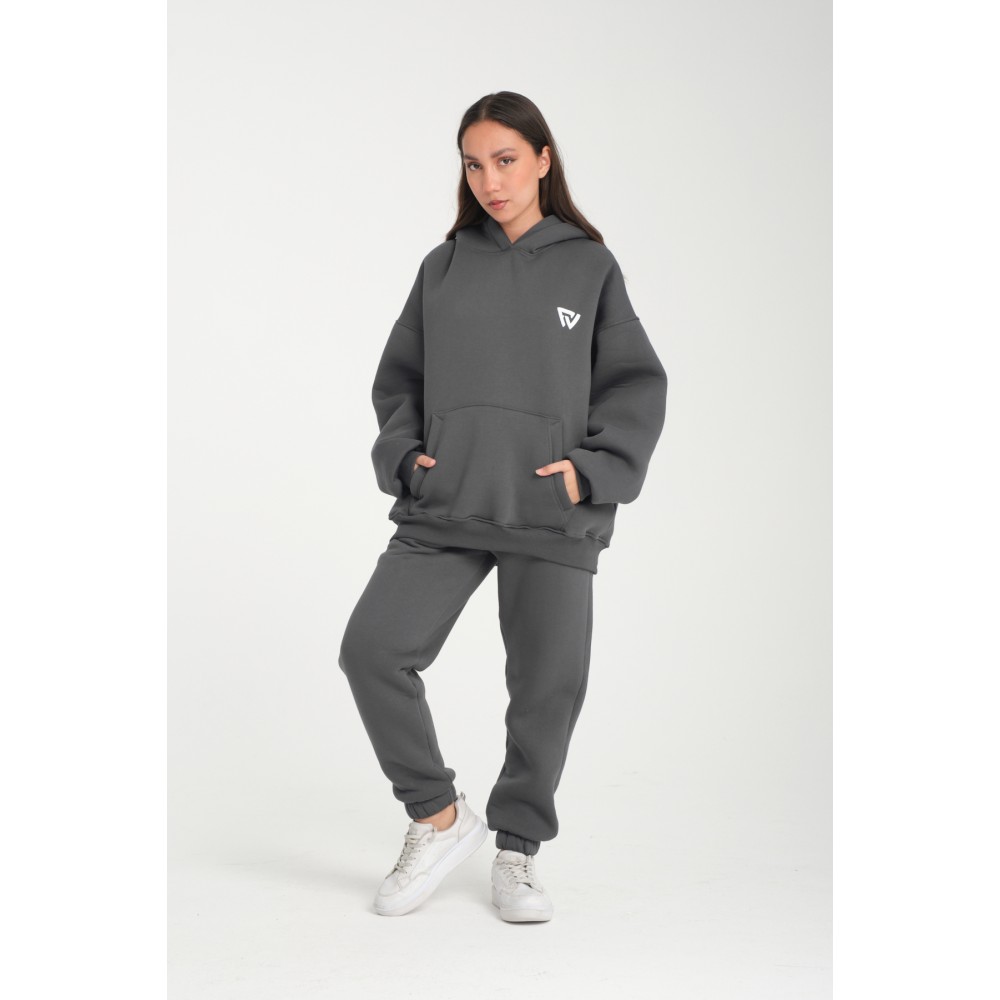 Basic Oversize Kapüşonlu Hoodie Füme Basic Oversize Kapüşonlu Hoodie Füme