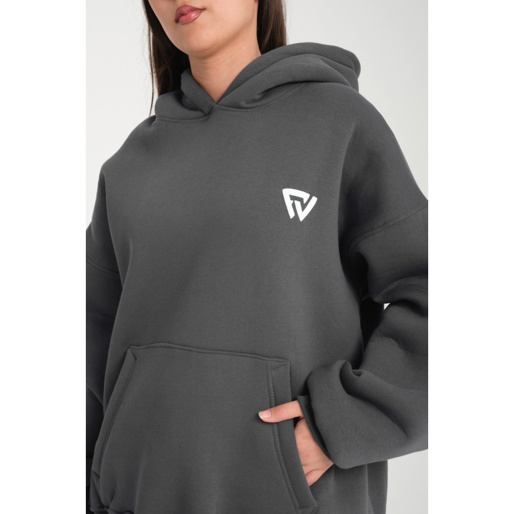 Basic Oversize Kapüşonlu Hoodie Füme Basic Oversize Kapüşonlu Hoodie Füme