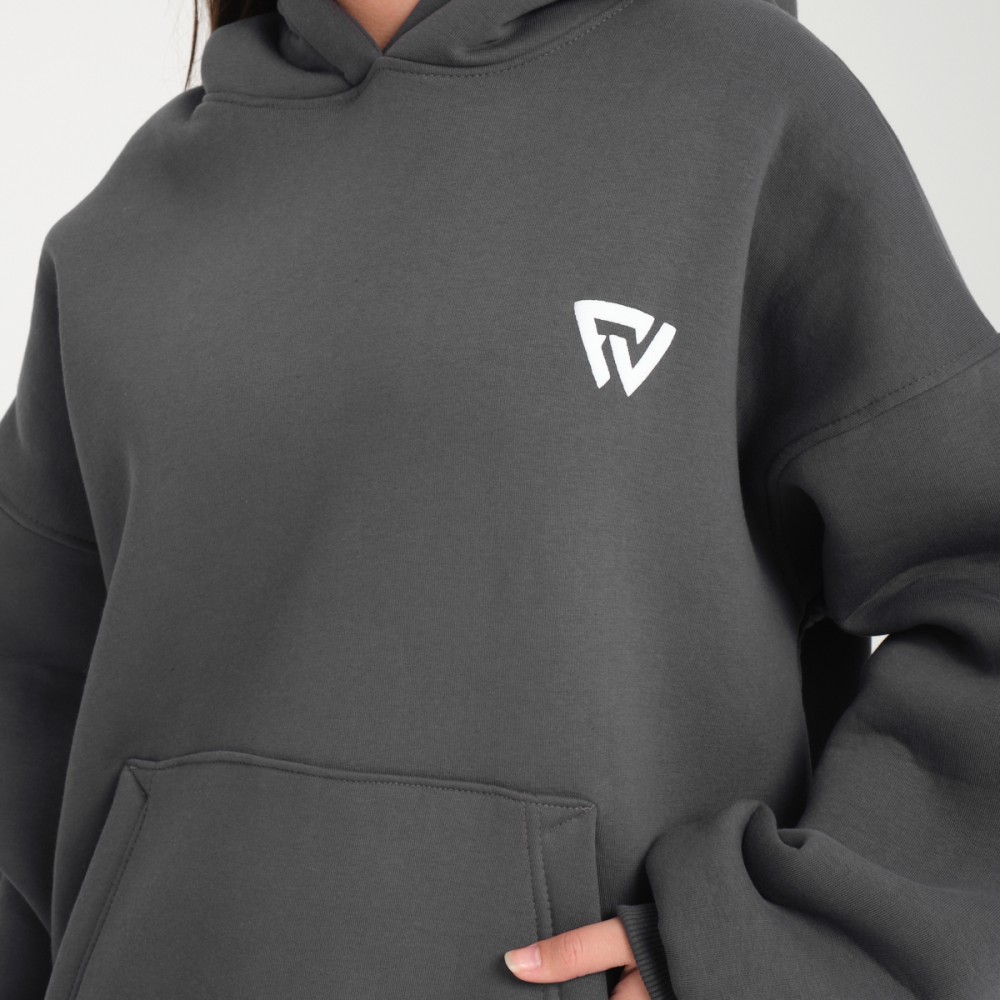 Basic Oversize Kapüşonlu Hoodie Füme Basic Oversize Kapüşonlu Hoodie Füme