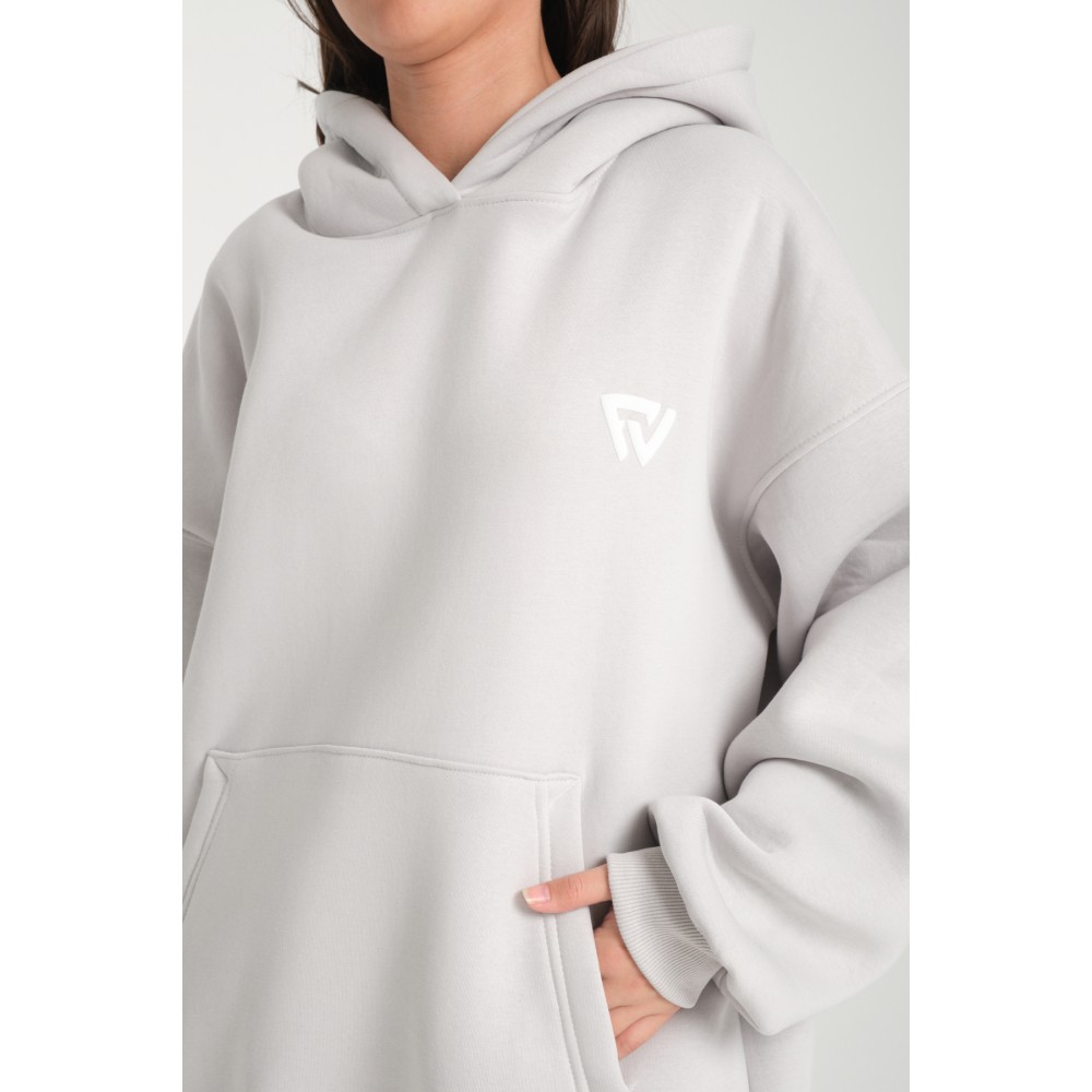 Basic Oversize Kapüşonlu Hoodie Gri Basic Oversize Kapüşonlu Hoodie Gri