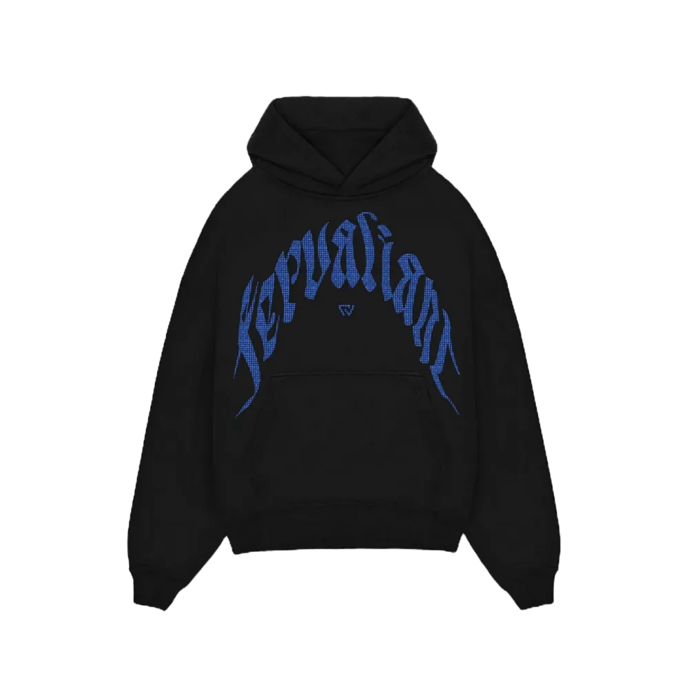 Aquamarine Curved Rhinestone Hoodie Siyah Aquamarine Curved Rhinestone Hoodie Siyah