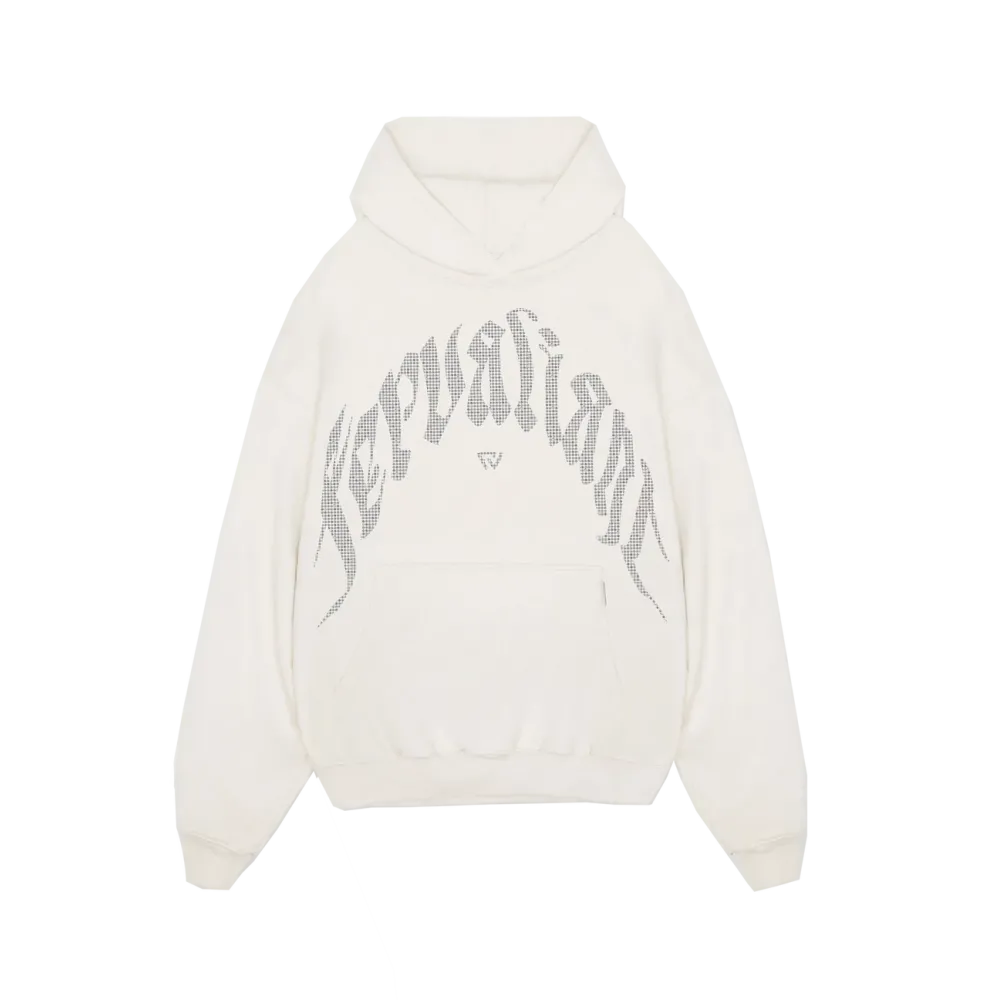 Curved Rhinestone Hoodie Beyaz Curved Rhinestone Hoodie Beyaz