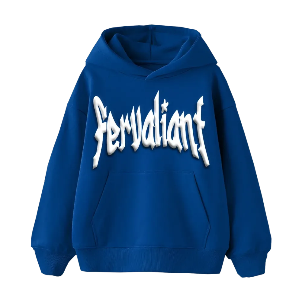 Star Puff Oversize Hoodie Mavi