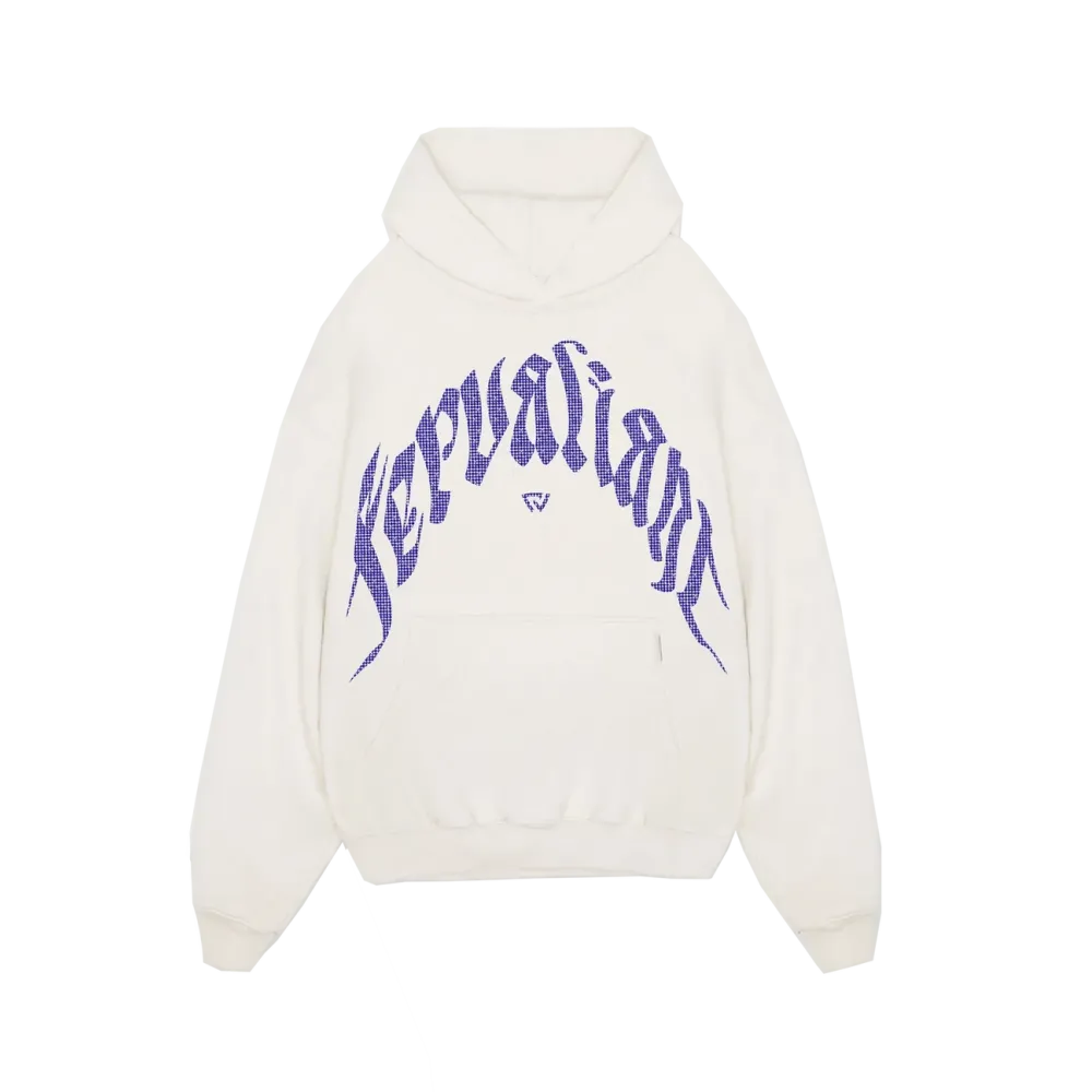 Navy Curved Rhinestone Hoodie Beyaz Navy Curved Rhinestone Hoodie Beyaz