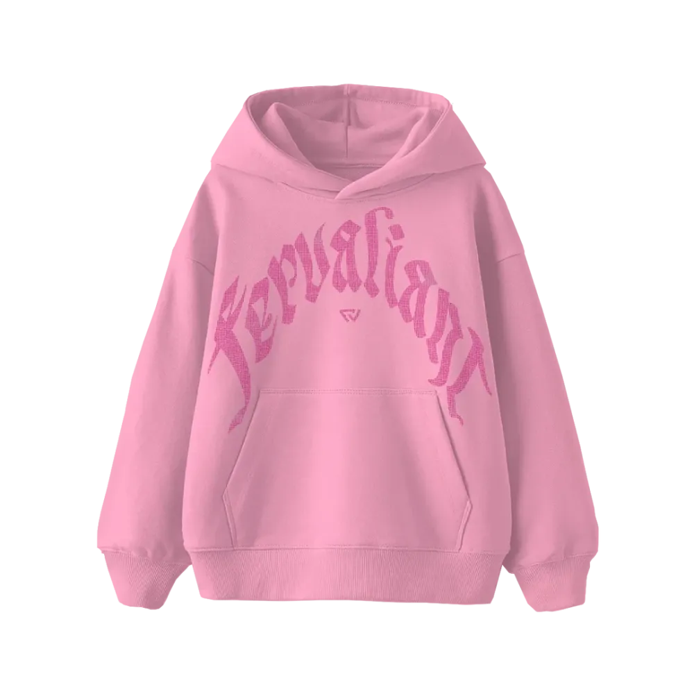 Pink Curved Rhinestone Hoodie Pembe Pink Curved Rhinestone Hoodie Pembe