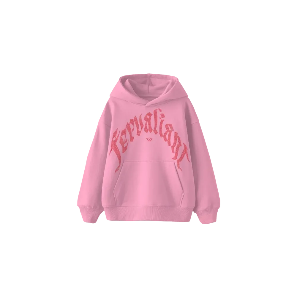 Red Curved Rhinestone Hoodie Pembe Red Curved Rhinestone Hoodie Pembe