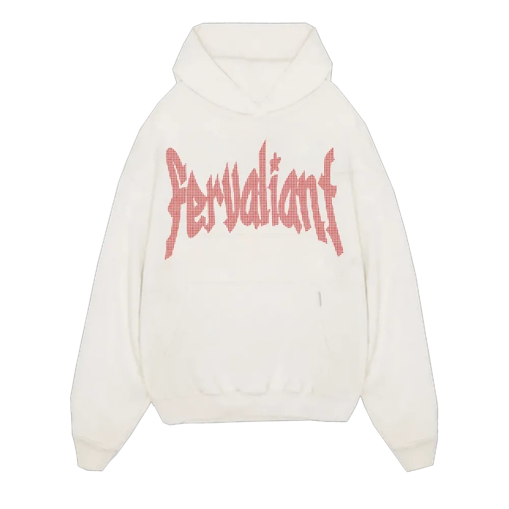 Red Star Rhinestone Oversize Hoodie Beyaz Red Star Rhinestone Oversize Hoodie Beyaz