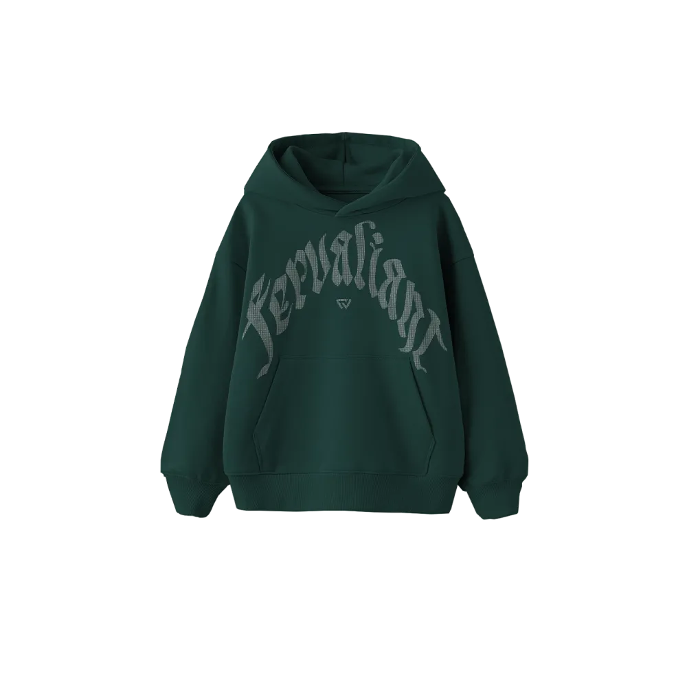 Curved Rhinestone Oversize Hoodie Yeşil Curved Rhinestone Oversize Hoodie Yeşil