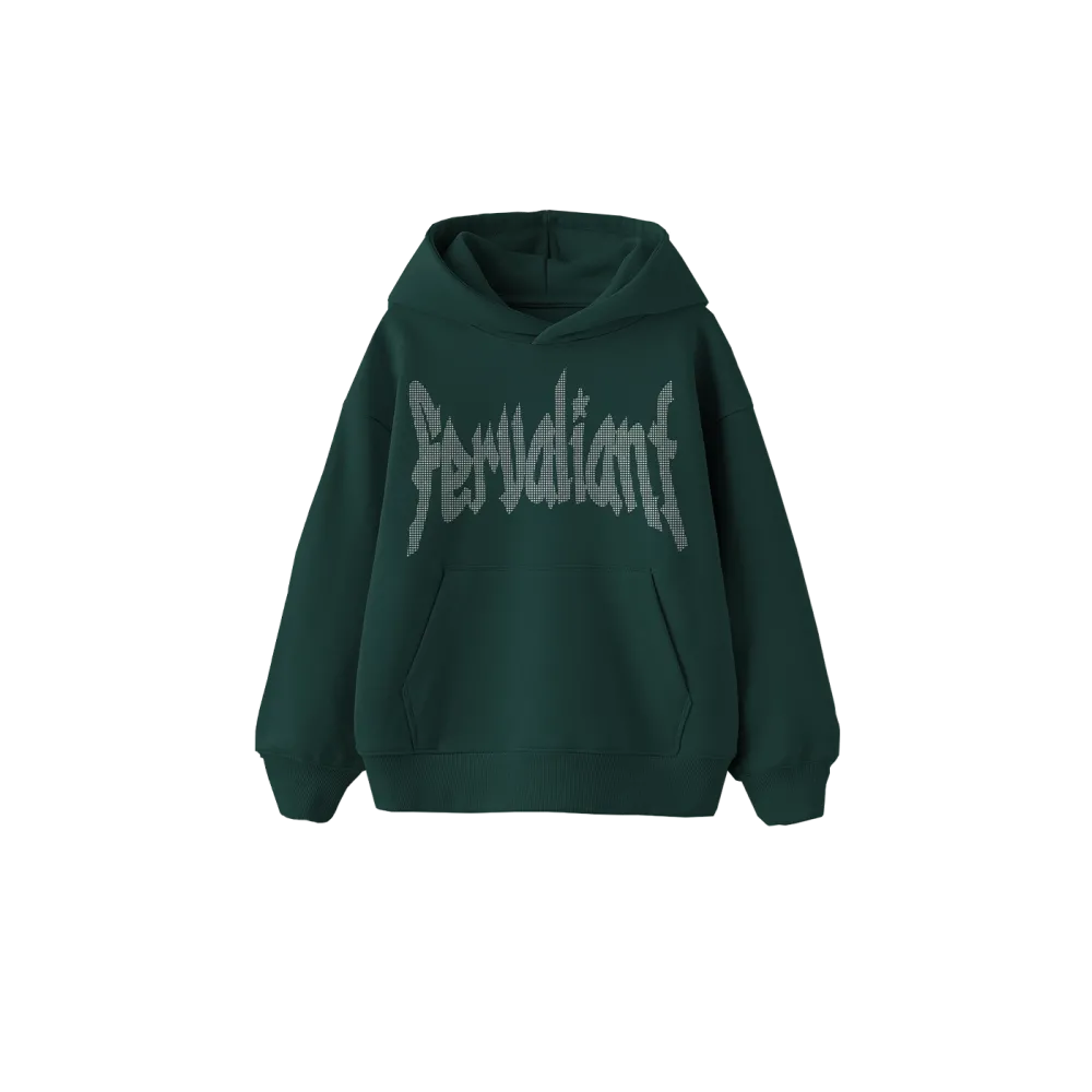 Star Rhinestone Oversize Hoodie Yeşil Star Rhinestone Oversize Hoodie Yeşil